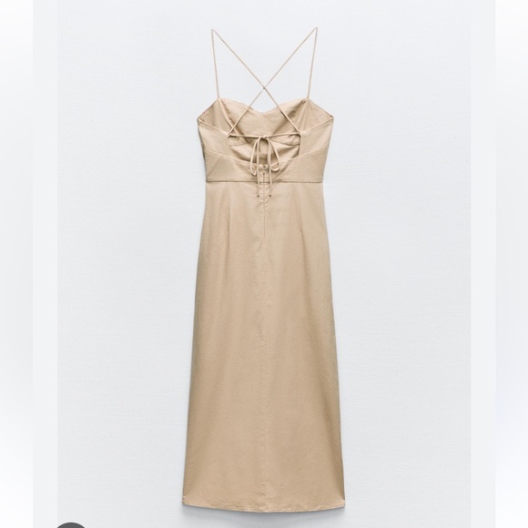 ZARA draped linen summer dress SMALL - Picture 2 of 10